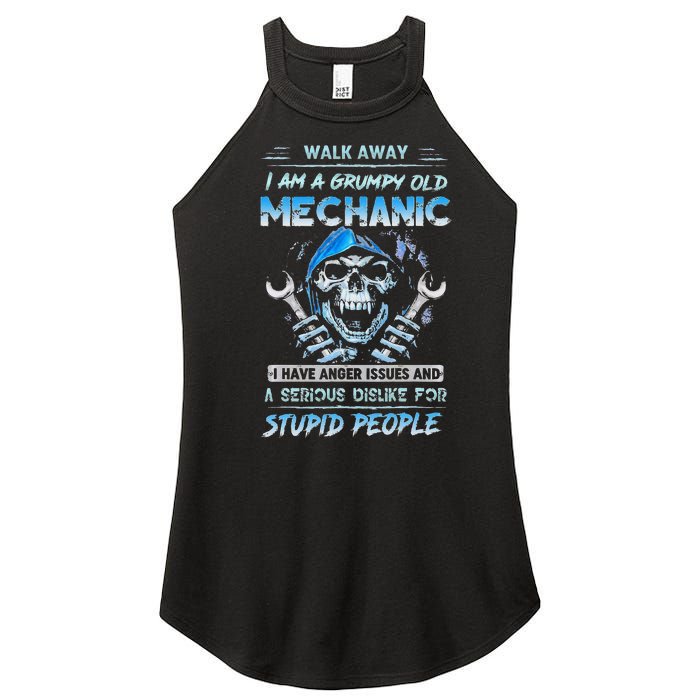 Walk Away I Am A Grumpy Old Mechanic I Have Anger Issues Women's Perfect Tri Rocker Tank