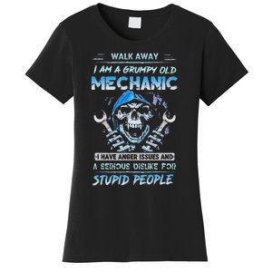 Walk Away I Am A Grumpy Old Mechanic I Have Anger Issues Women's T-Shirt