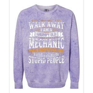 Walk Away I Am A Grumpy Old Mechanic I Have Anger Issues Colorblast Crewneck Sweatshirt