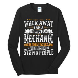 Walk Away I Am A Grumpy Old Mechanic I Have Anger Issues Tall Long Sleeve T-Shirt