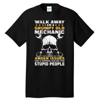 Walk Away I Am A Grumpy Old Mechanic Distressed Skull Dad Tall T-Shirt