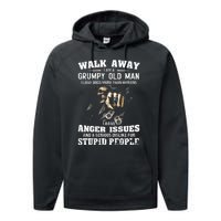 Walk Away I Am A Grumpy Old Man I Love Dogs More Than Humans Performance Fleece Hoodie