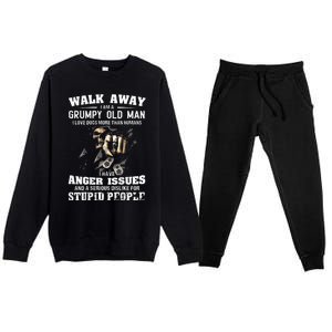 Walk Away I Am A Grumpy Old Man I Love Dogs More Than Humans Premium Crewneck Sweatsuit Set