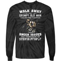 Walk Away I Am A Grumpy Old Man I Love Dogs More Than Humans Tie-Dye Long Sleeve Shirt