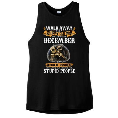 Walk Away IM A Grumpy Old Man I Was Born In December Ladies PosiCharge Tri-Blend Wicking Tank