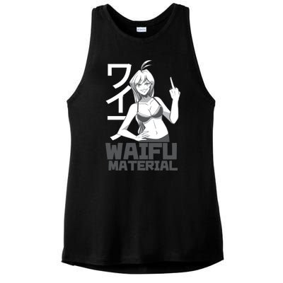 Waifu Material Anime Funny Ladies PosiCharge Tri-Blend Wicking Tank