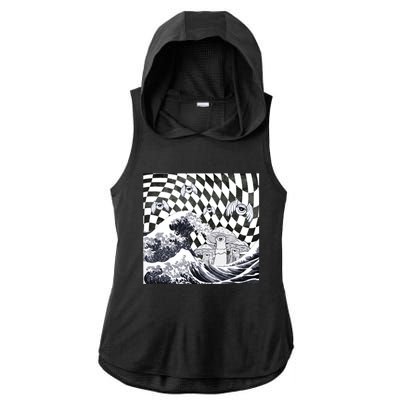 Weirdcore Aesthetic Japanese The Great Wave Off Kanagawa Gift Ladies PosiCharge Tri-Blend Wicking Draft Hoodie Tank