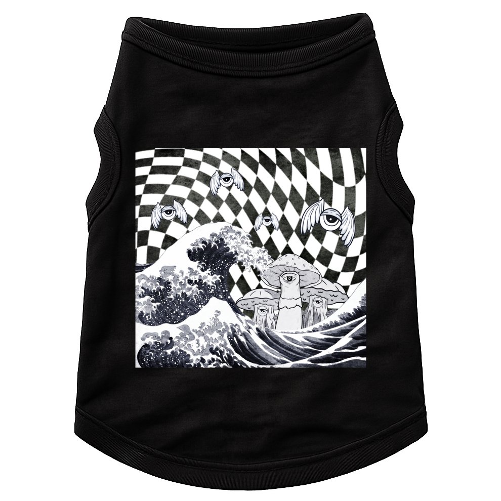 Weirdcore Aesthetic Japanese The Great Wave Off Kanagawa Gift Doggie Tank