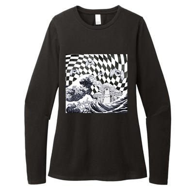 Weirdcore Aesthetic Japanese The Great Wave Off Kanagawa Gift Womens CVC Long Sleeve Shirt