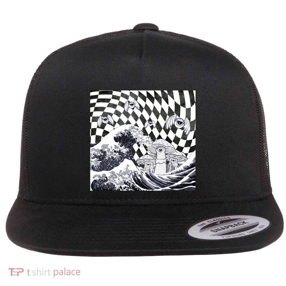 Weirdcore Aesthetic Japanese The Great Wave Off Kanagawa Gift Flatbill Hat