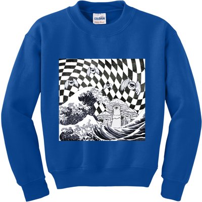 Weirdcore Aesthetic Japanese The Great Wave Off Kanagawa Gift Kids Sweatshirt