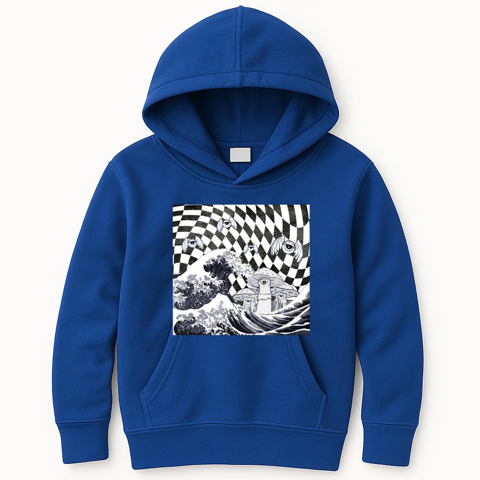 Weirdcore Aesthetic Japanese The Great Wave Off Kanagawa Gift Kids Hoodie