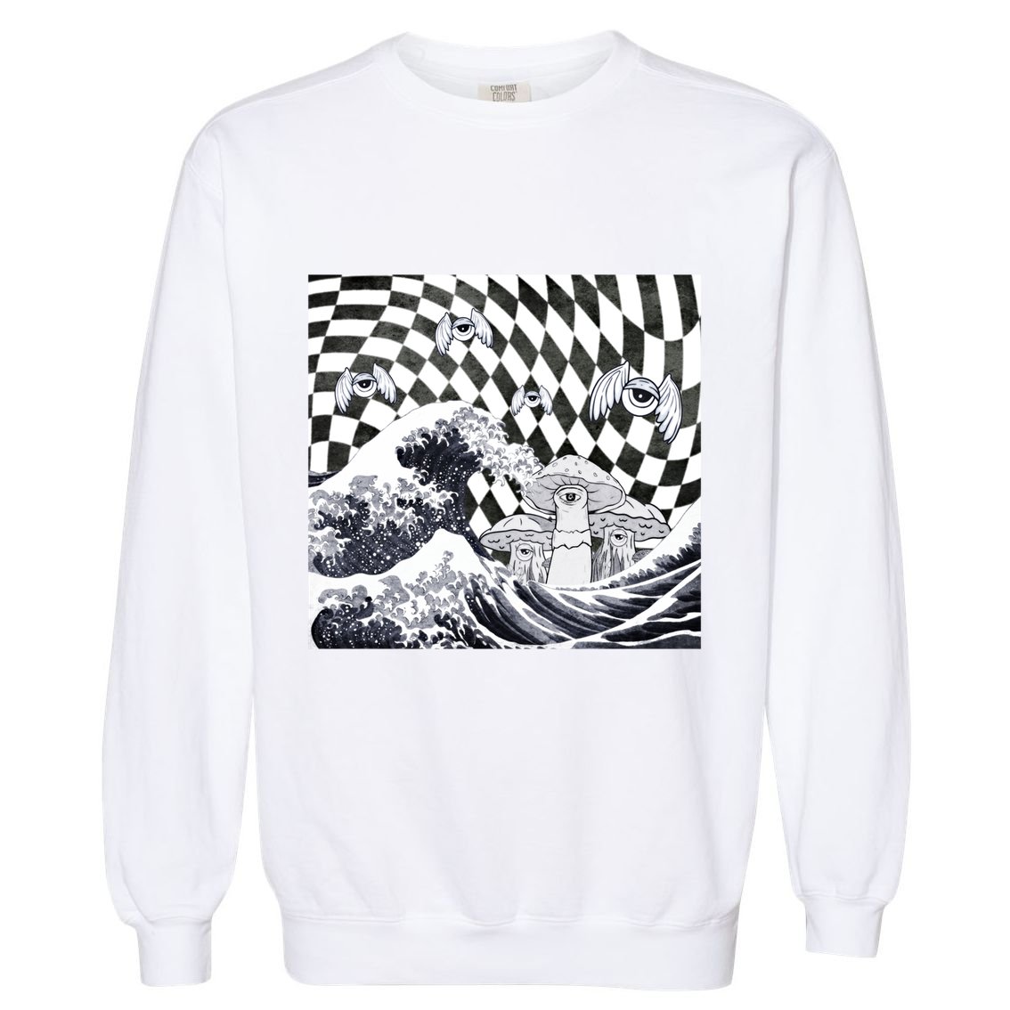 Weirdcore Aesthetic Japanese The Great Wave Off Kanagawa Gift Garment-Dyed Sweatshirt