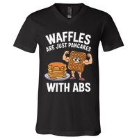 Waffles Are Just Pancakes With Abs Funny Breakfast V-Neck T-Shirt