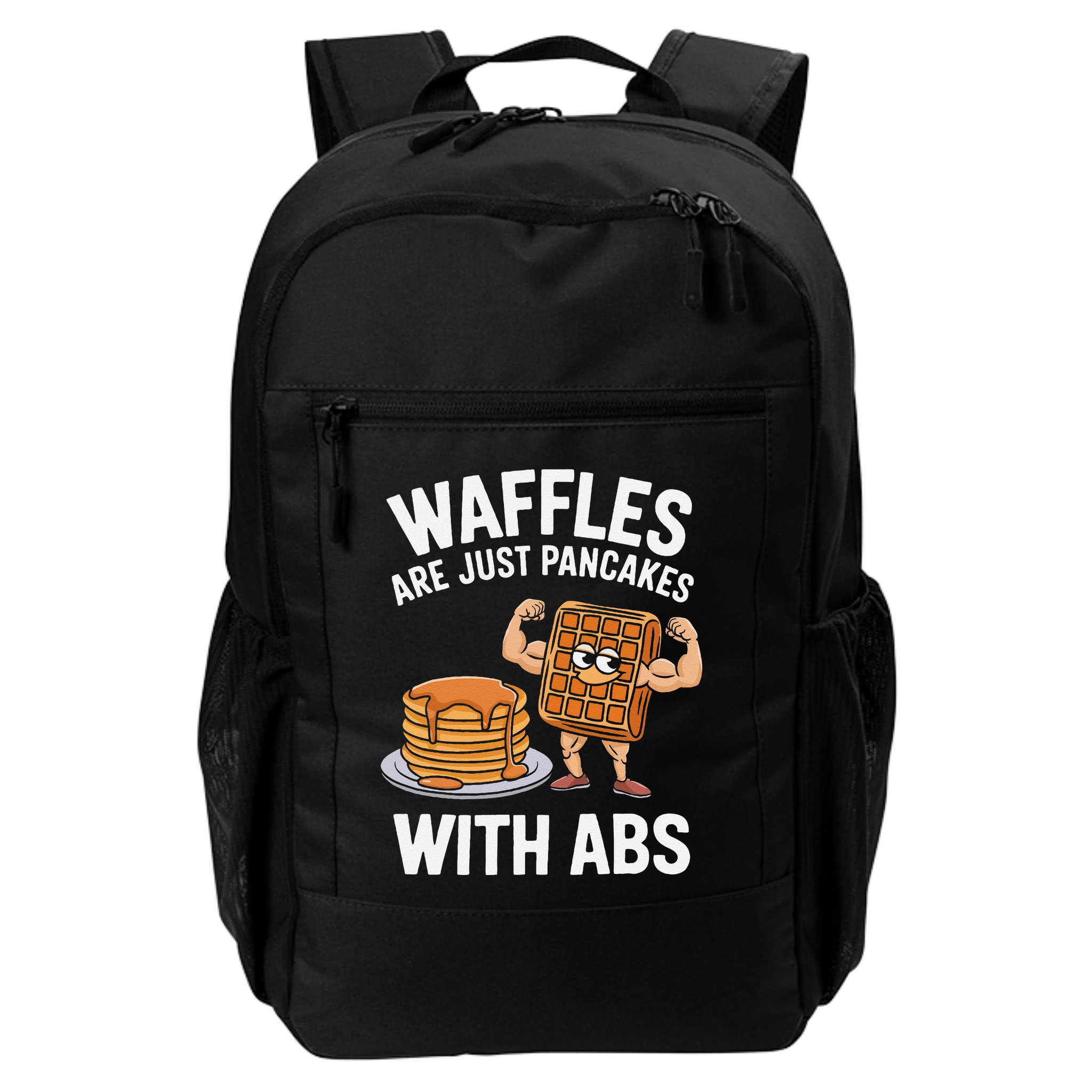Waffles Are Just Pancakes With Abs Funny Breakfast Backpack