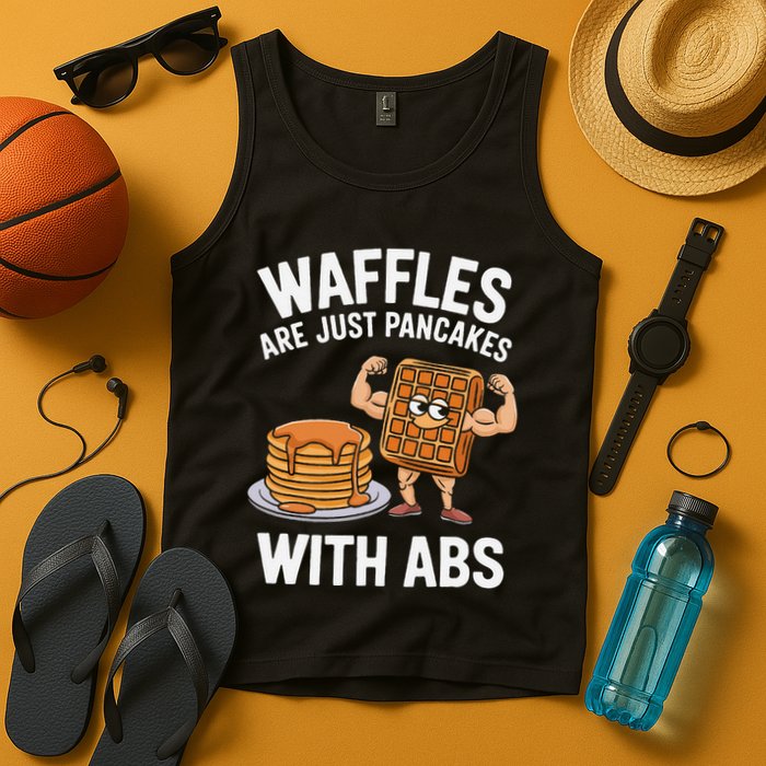 Waffles Are Just Pancakes With Abs Funny Breakfast Tank Top