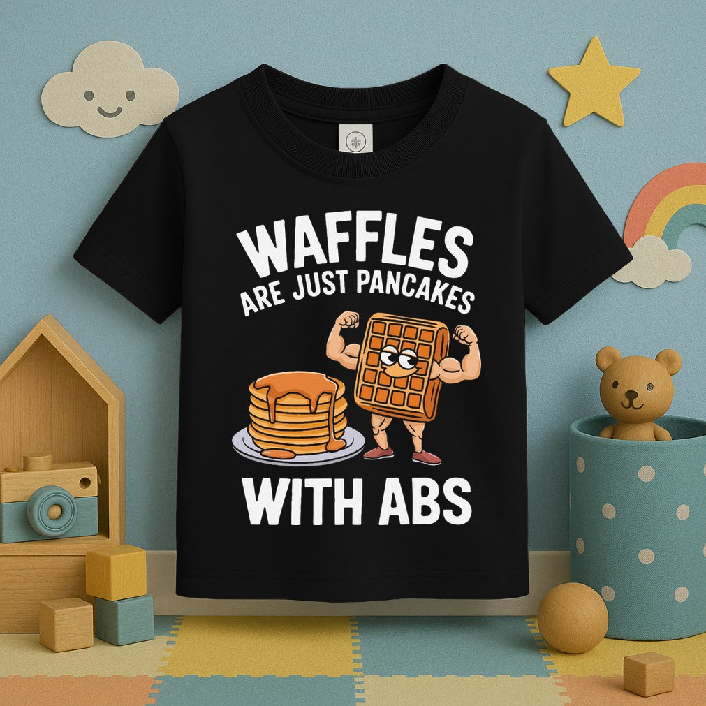 Waffles Are Just Pancakes With Abs Funny Breakfast Toddler T-Shirt