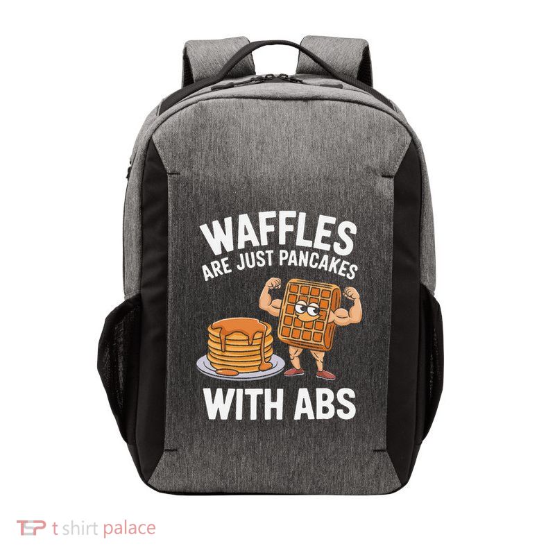 Waffles Are Just Pancakes With Abs Funny Breakfast Vector Backpack