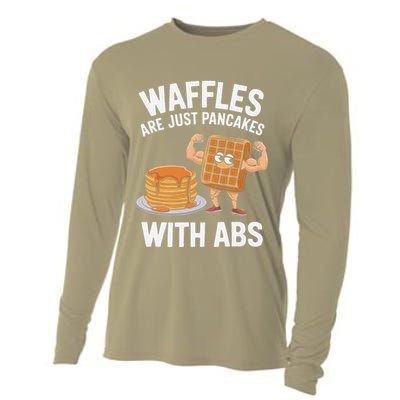 Waffles Are Just Pancakes With Abs Funny Breakfast Cooling Performance Long Sleeve Crew