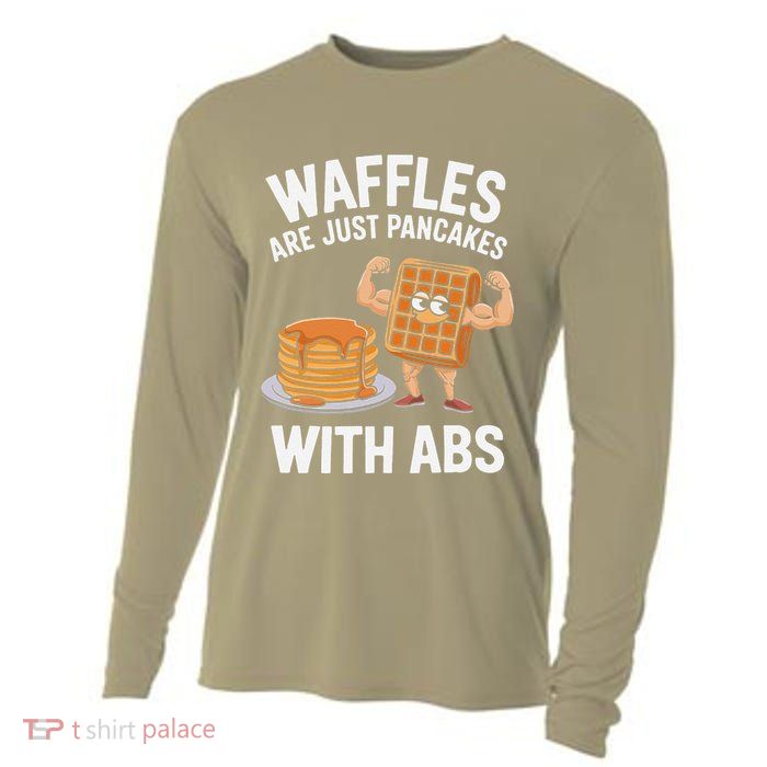 Waffles Are Just Pancakes With Abs Funny Breakfast Cooling Performance Long Sleeve Crew