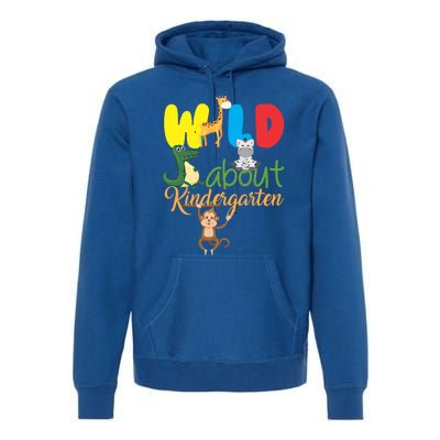 Wild About Kindergarten Great Gift Monkey Giraffe Zebra Educator Meaningful Gift Premium Hoodie