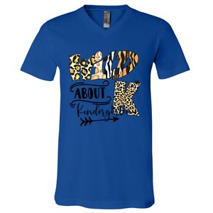 Wild About Kindergarten Back To School Gift For Teacher Cool Gift V-Neck T-Shirt