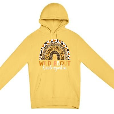 Wild About Kindergarten Back To School Leopard Rainbow Gift Premium Pullover Hoodie