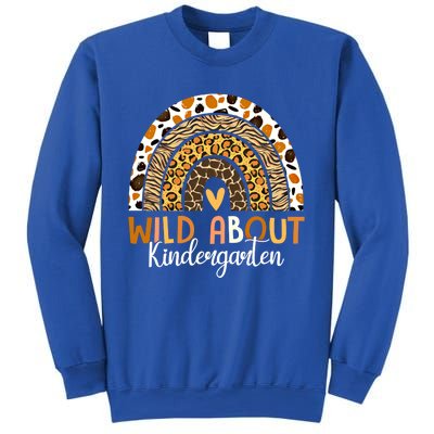 Wild About Kindergarten Back To School Leopard Rainbow Gift Sweatshirt