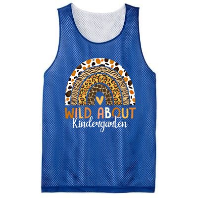 Wild About Kindergarten Back To School Leopard Rainbow Gift Mesh Reversible Basketball Jersey Tank