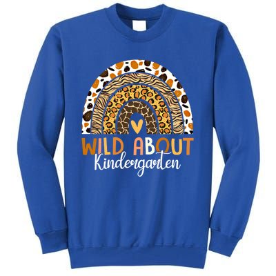 Wild About Kindergarten Back To School Leopard Rainbow Gift Tall Sweatshirt