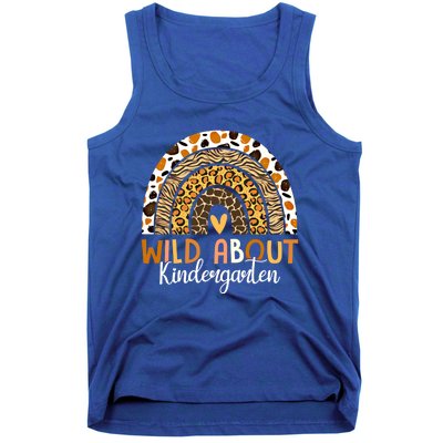 Wild About Kindergarten Back To School Leopard Rainbow Gift Tank Top