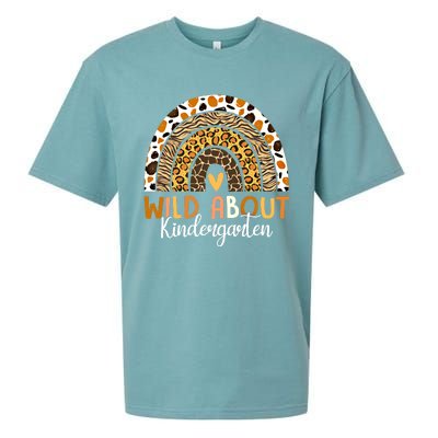 Wild About Kindergarten Back To School Leopard Rainbow Gift Sueded Cloud Jersey T-Shirt