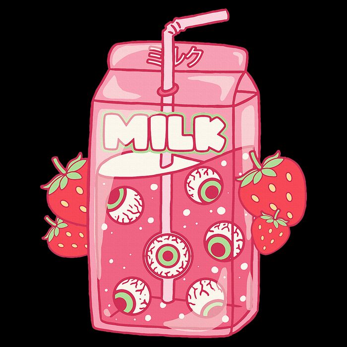 Weirdcore Aesthetic Kawaii Strawberry Milk Carton Eyeballs Impact Tech Backpack