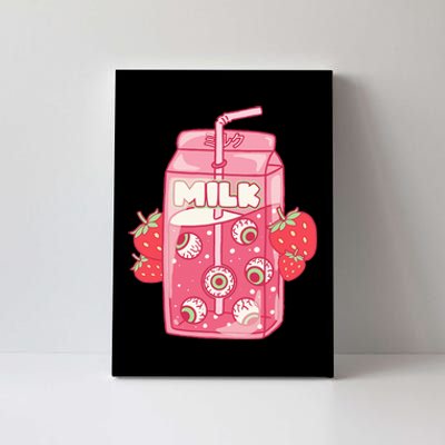 Weirdcore Aesthetic Kawaii Strawberry Milk Carton Eyeballs Canvas