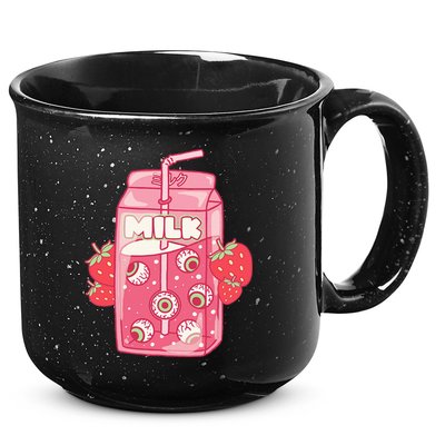 Weirdcore Aesthetic Kawaii Strawberry Milk Carton Eyeballs 15oz Campfire Ceramic Mug