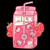 Weirdcore Aesthetic Kawaii Strawberry Milk Carton Eyeballs Drawstring Bag