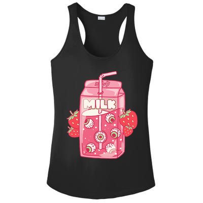 Weirdcore Aesthetic Kawaii Strawberry Milk Carton Eyeballs Ladies PosiCharge Competitor Racerback Tank