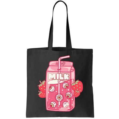 Weirdcore Aesthetic Kawaii Strawberry Milk Carton Eyeballs Bag
