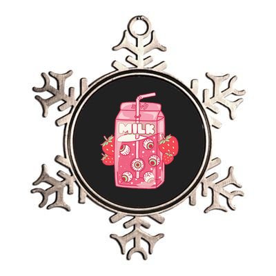 Weirdcore Aesthetic Kawaii Strawberry Milk Carton Eyeballs Metallic Star Ornament