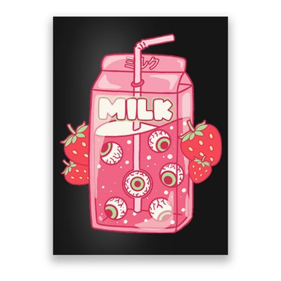 Weirdcore Aesthetic Kawaii Strawberry Milk Carton Eyeballs Poster