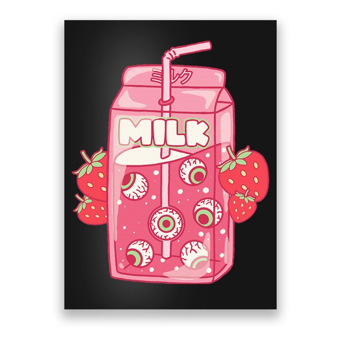 Weirdcore Aesthetic Kawaii Strawberry Milk Carton Eyeballs Poster