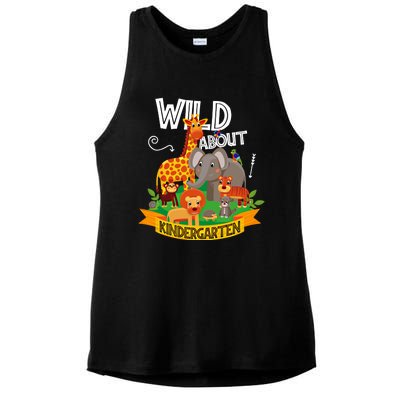 Wild About Kindergarten Funny Preschool Zoo Gift Ladies PosiCharge Tri-Blend Wicking Tank