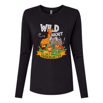 Wild About Kindergarten Funny Preschool Zoo Gift Womens Cotton Relaxed Long Sleeve T-Shirt