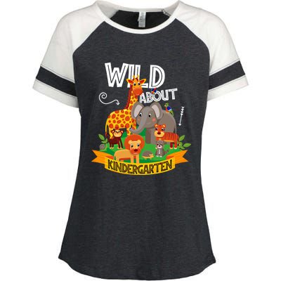 Wild About Kindergarten Funny Preschool Zoo Gift Enza Ladies Jersey Colorblock Tee