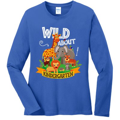 Wild About Kindergarten Funny Preschool Zoo Gift Ladies Long Sleeve Shirt