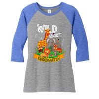 Wild About Kindergarten Funny Preschool Zoo Gift Women's Tri-Blend 3/4-Sleeve Raglan Shirt