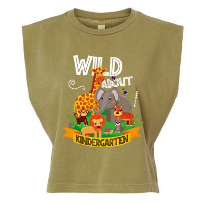 Wild About Kindergarten Funny Preschool Zoo Gift Garment-Dyed Women's Muscle Tee