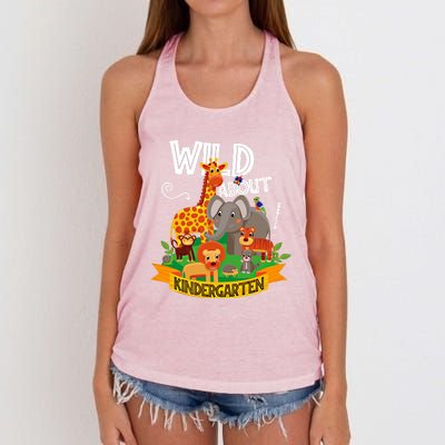 Wild About Kindergarten Funny Preschool Zoo Gift Women's Knotted Racerback Tank