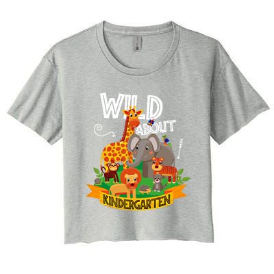 Wild About Kindergarten Funny Preschool Zoo Gift Women's Crop Top Tee