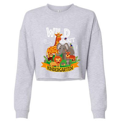 Wild About Kindergarten Funny Preschool Zoo Gift Cropped Pullover Crew